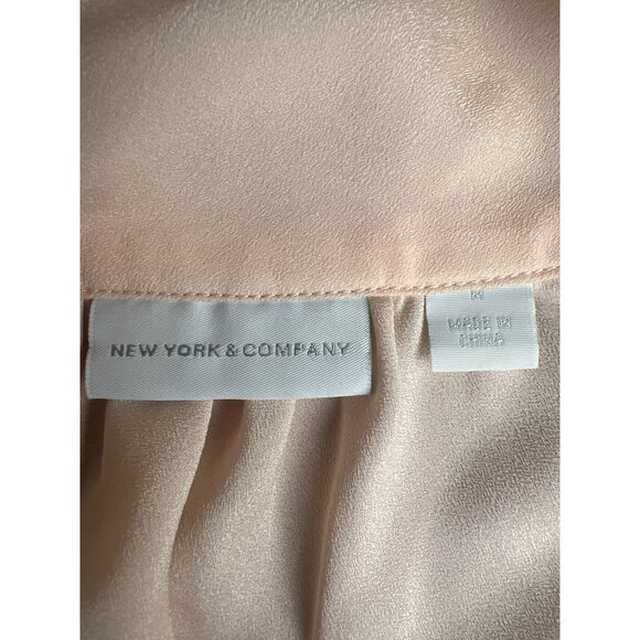 New York & Company Peach Sleeveless Embellished Bow Tie Blouse Medium - Picture 6 of 14